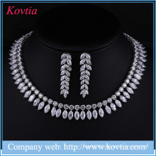 2015 zircon jewelry natural white zircon wedding jewellery set cubic zircon necklace earrings set